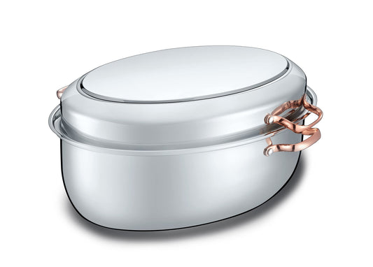 CONCORD - Sartén para asar de acero inoxidable de 12 cuartos con estante para colgar. Tostador ovalado de pavo con tapa de plancha, utensilios de cocina multiusos