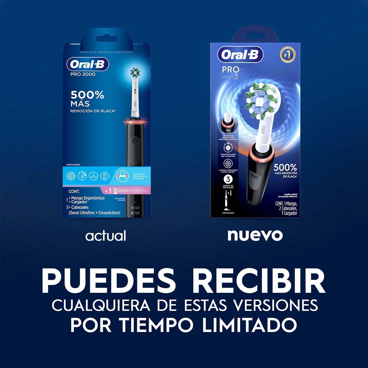 Oral B PRO Series 3: Cepillo de Dientes eléctrico + 4 Repuestos Precision Clean