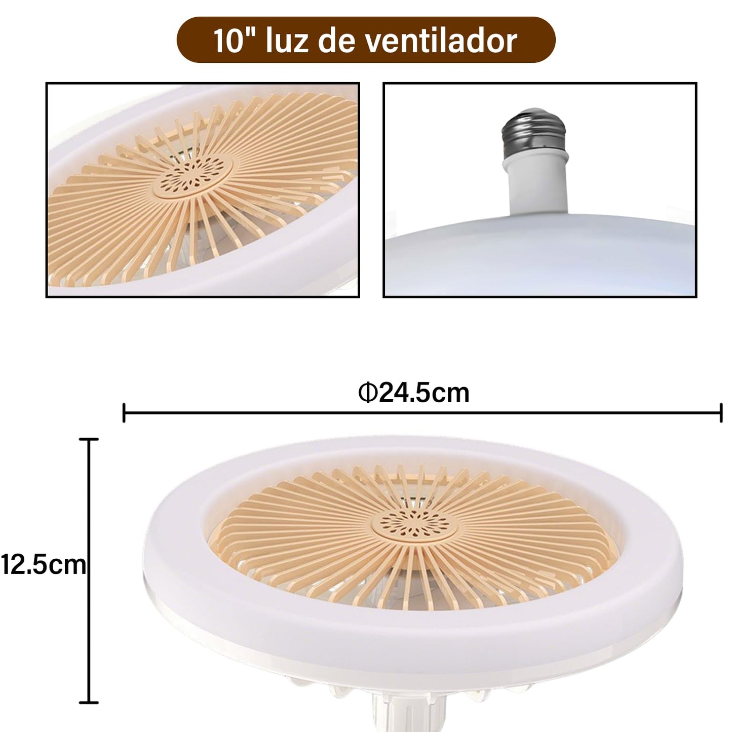 Ventiladores de Techo E27 Amariilo con Luz LED Ajustable y Ahorro Energético para Dormitorios y Oficinas