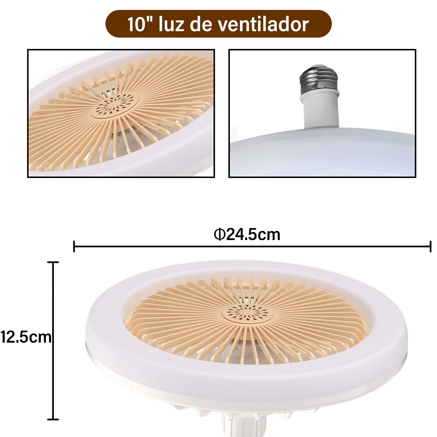 Ventiladores de Techo E27 Amariilo con Luz LED Ajustable y Ahorro Energético para Dormitorios y Oficinas