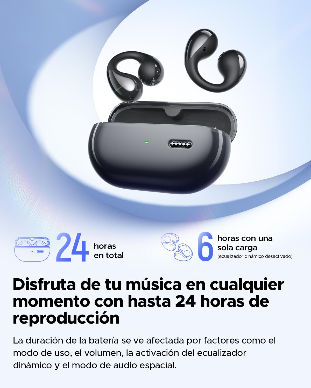 Audífonos Inalámbricos Open-Ear SoundPEATS PearlClip Pro Negro