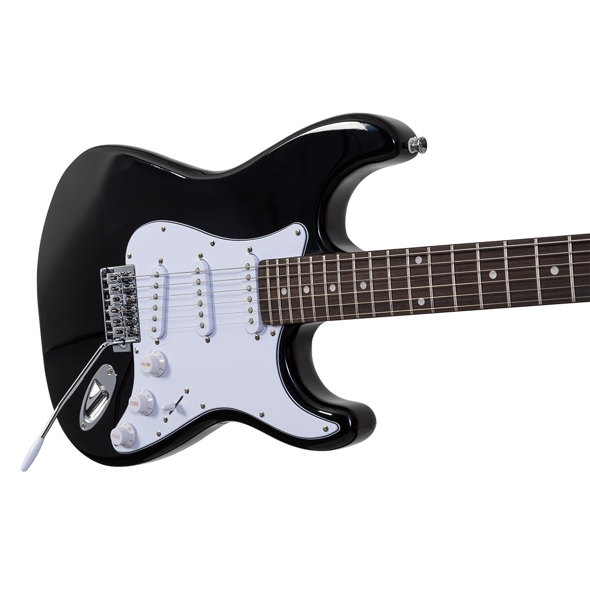 Guitarra Eléctrica Negra De 6 Cuerdas de 39" de madera, 3 pastillas, 22 trastes, 3 plumillas 1 palanca y Correa/Funda KGE-3901