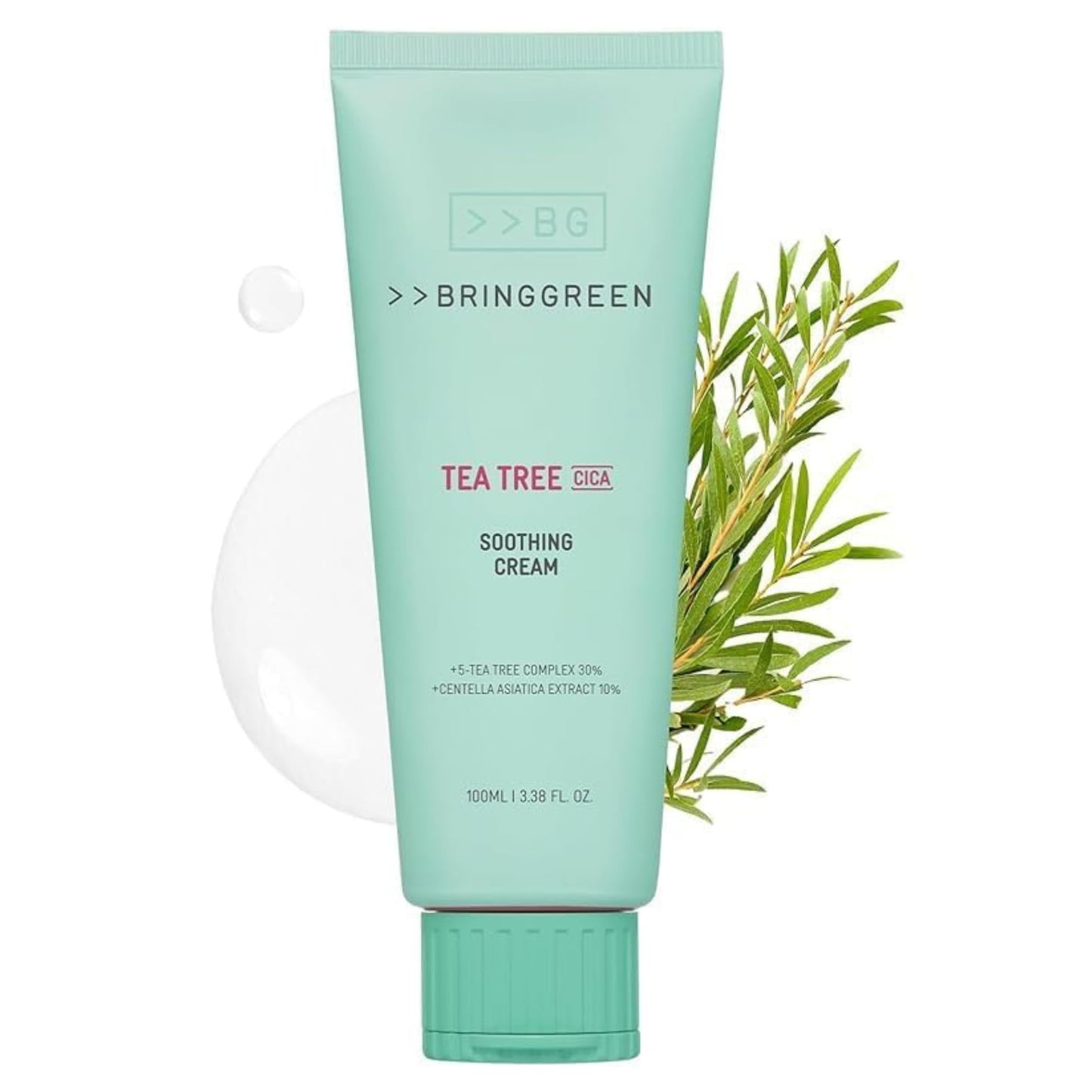 BRING GREEN Tea Tree Cica Crema Calmante Plus 100 Ml Coreano Cuidado de La Piel, Calmante y Calmante, Hidratante para La Piel, Crema Facial, Cuidado de Problemas, Cuidado de Los Poros Eliminación de P