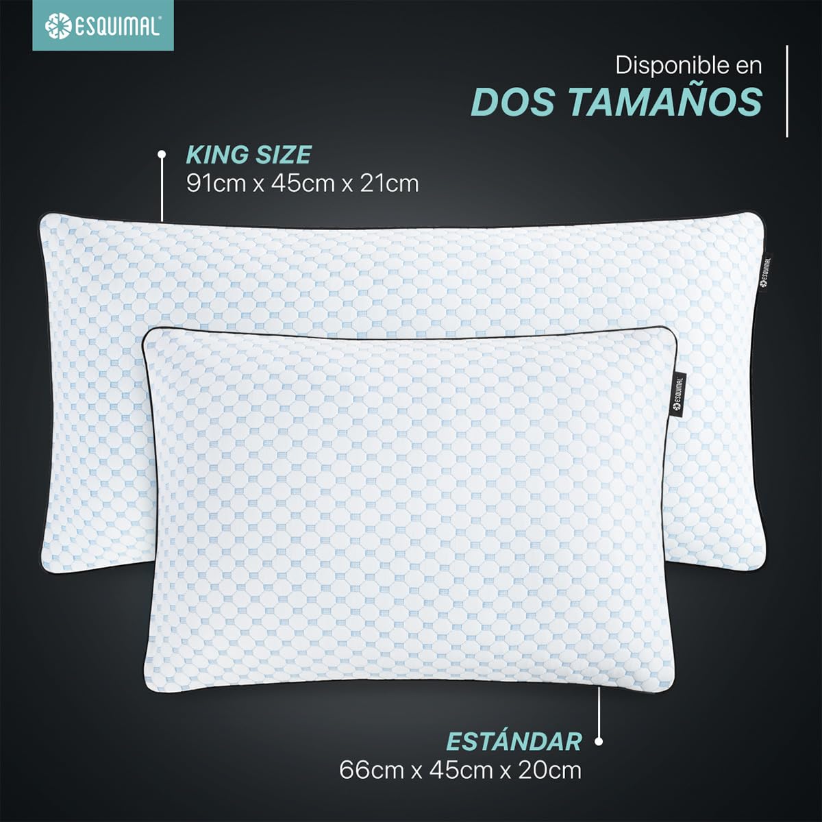 Almohada ESQUIMAL Bamboo Memory Foam con Gel Hipoalergénica Transpirable Ajustable Estándar