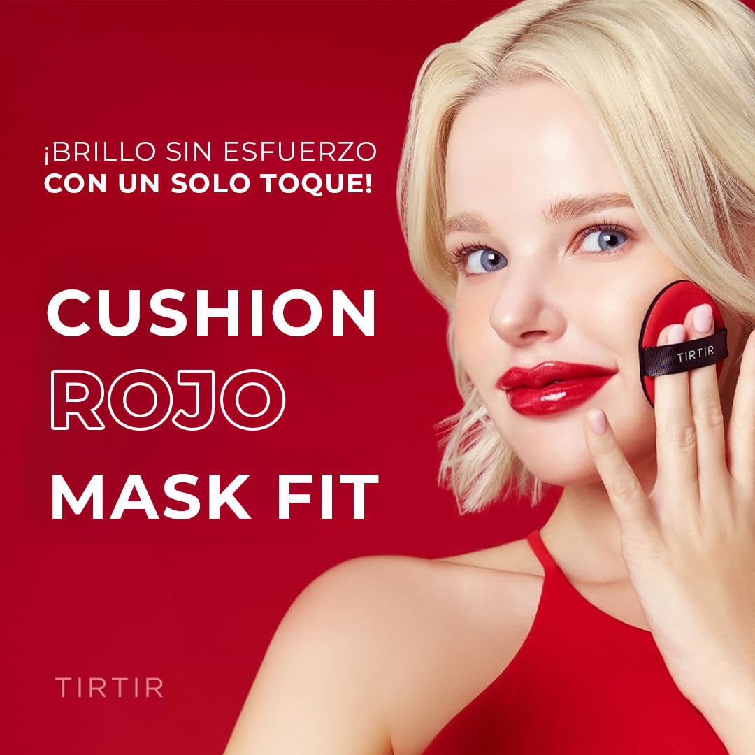 TIRTIR – Mask Fit Red Cushion 18 g – TONO 29N NATURAL BEIGE – Base de maquillaje de alta cobertura cushion – larga duración hasta 72 h – acabado satinado – ligera y transpirable