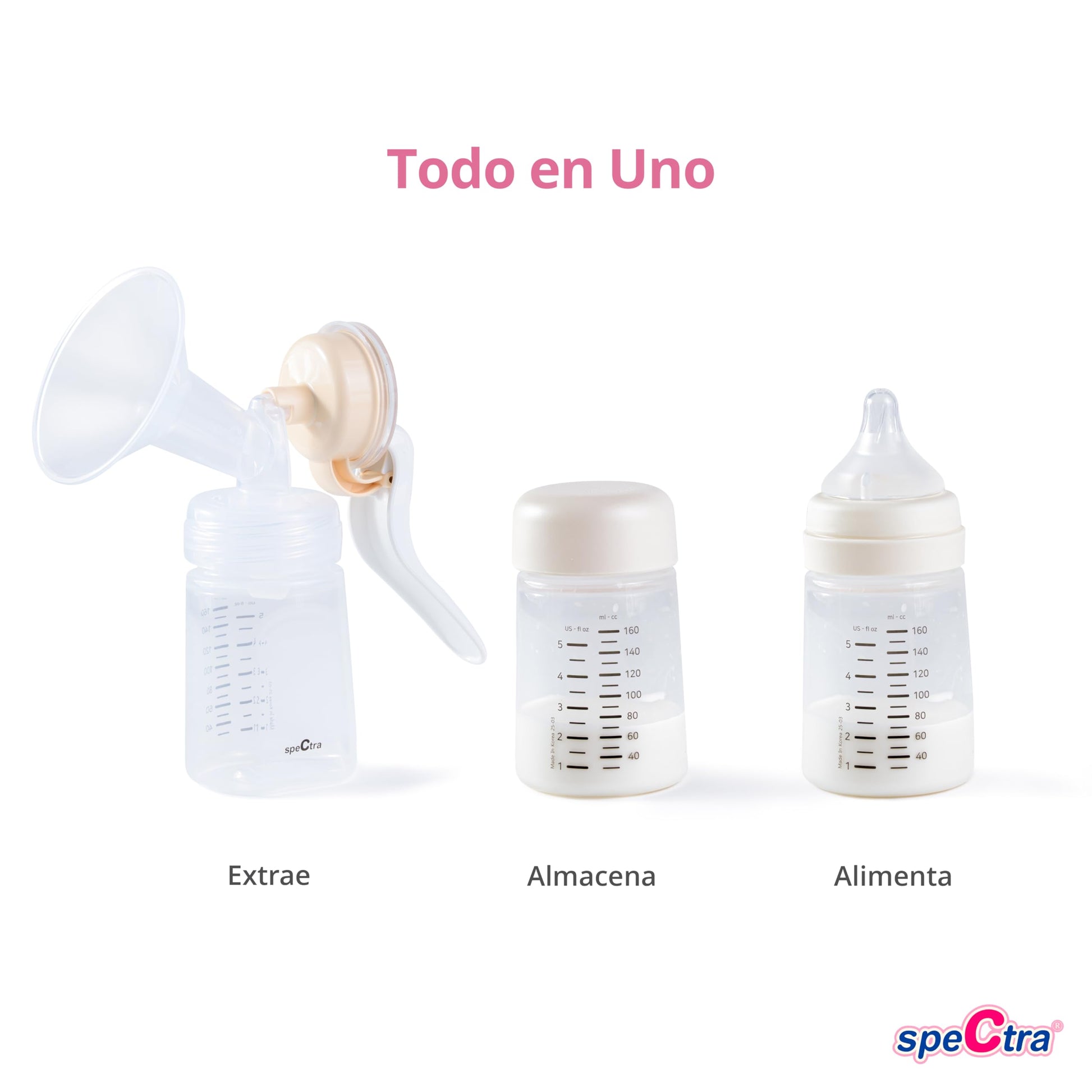 Extractor de Leche Manual Spectra de Cuello Ancho Portátil y Eficiente para Lactancia Sin BPA