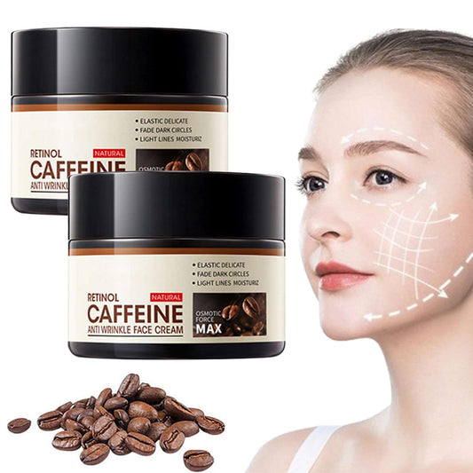 Crema Antiarrugas con Retinol y Cafeína: Hidratante y Nutritiva para Reducir Líneas Finas, Aumentar la Hidratación y Mejorar la Piel. ¡Cuidado Profesional para una Piel Radiante!