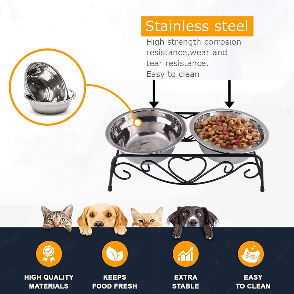 Cuencos para Mascotas Yosoo Acero Inoxidable Soporte Retro Dobles para Perros y Gatos