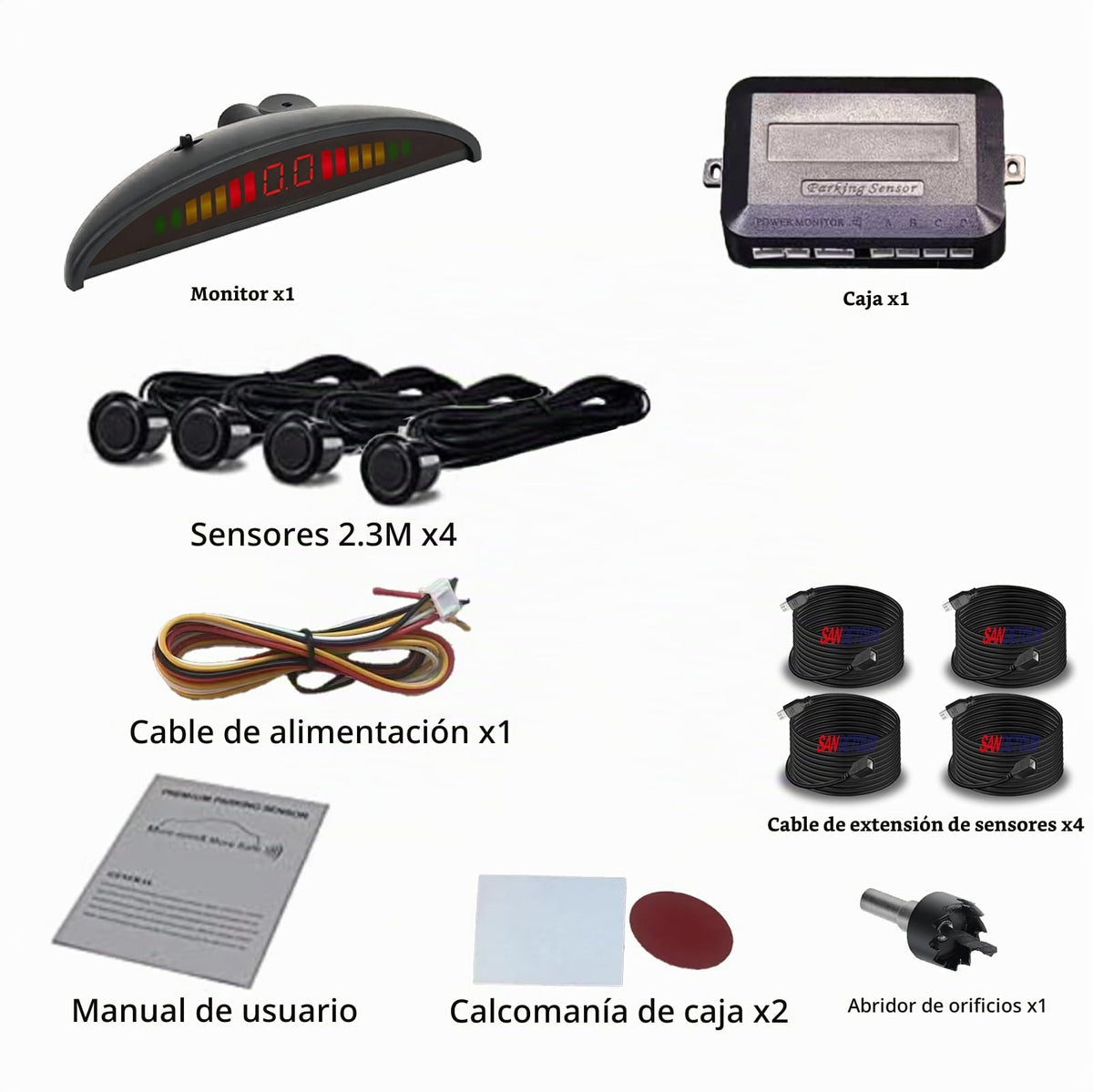 Kit de Sensores de Estacionamiento Sandetoun Plateado