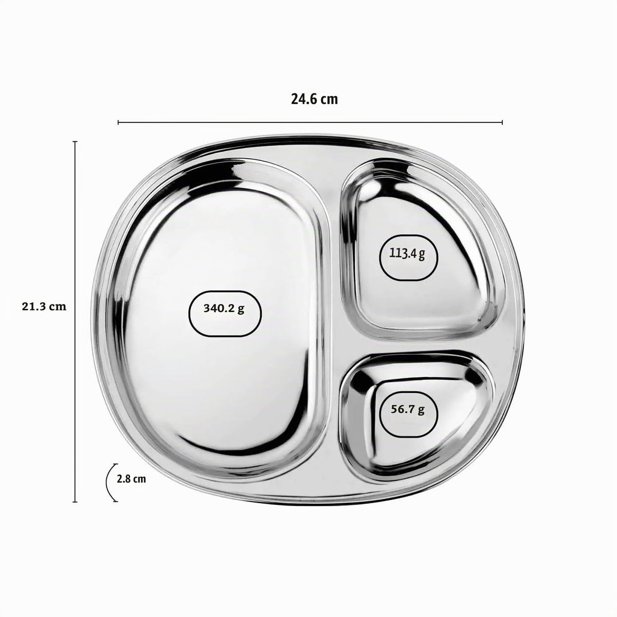 Ahimsa - Platos divididos para niños, acero inoxidable, 4 platos