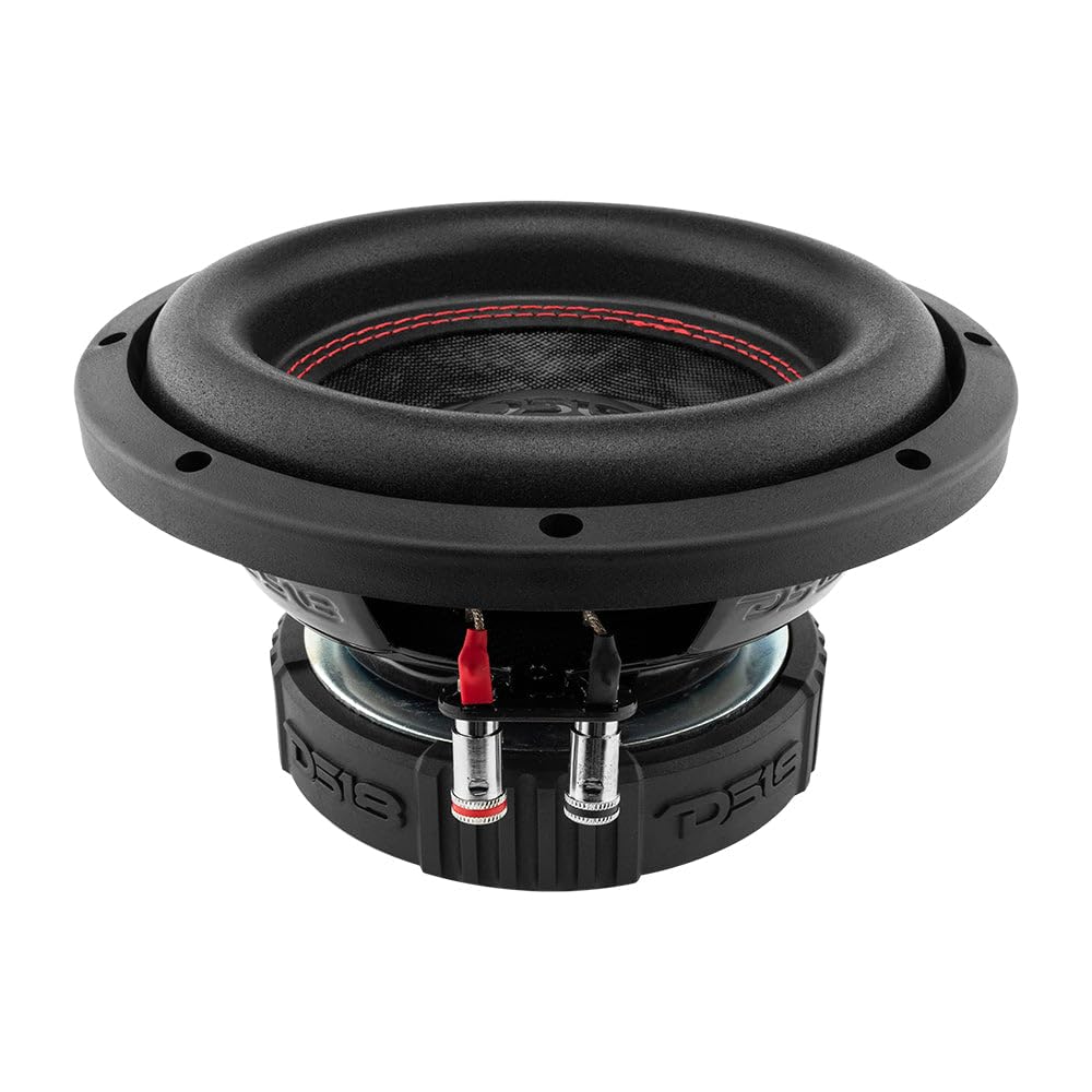DS18 SLC8S Car Subwoofer Audio Speaker - 8" in. Paper Glass Fiber Cone, Black Steel Basket, Single Voice Coil 4 Ohm Impedance, 400W MAX Power and Foam Surround for Vehicle Stereo Sound System