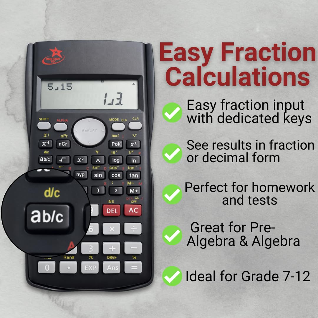 Calculadora Científica Red Star Tec SC-216 Negra para Estudiantes y Uso Empresarial