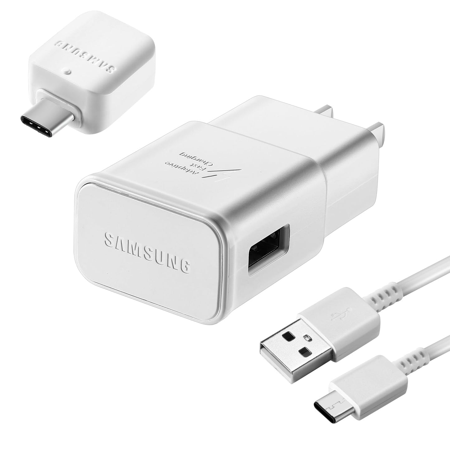 Cargador rápido con cable USB tipo C de 2 m y adaptador OTG para Samsung Galaxy S9/S9 Plus/S8/S8 Plus/S10/S10e/S10 Plus/Note 8/Note 9/Note 10/A02s/A13/A03s/A21/A30/A32/A33/A51/A52/A53/A53/A7/S2/S20/21