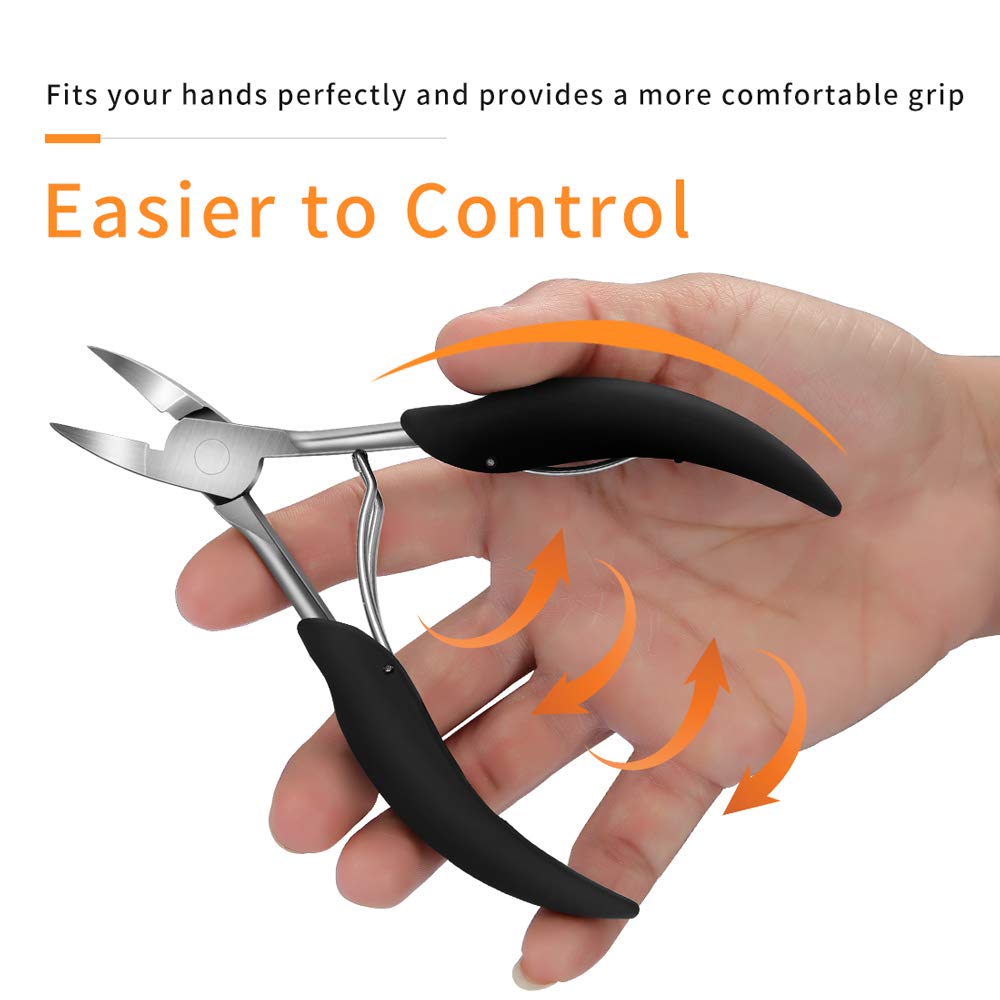 Cortaúñas para uñas gruesas encarnadas, podólogo resistente con mango de fácil agarre, tijeras de uñas de acero inoxidable para personas mayores, hombres, adultos (incluida una lima de uñas)