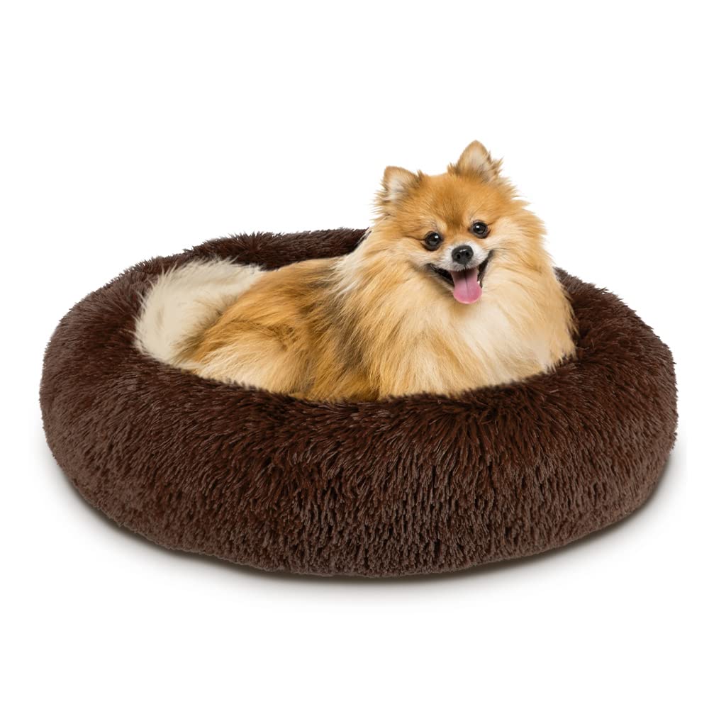Cama de Donut Redonda SlowTon Felpa Impermeable Súper Suave para Mascota Mediano Pequeño