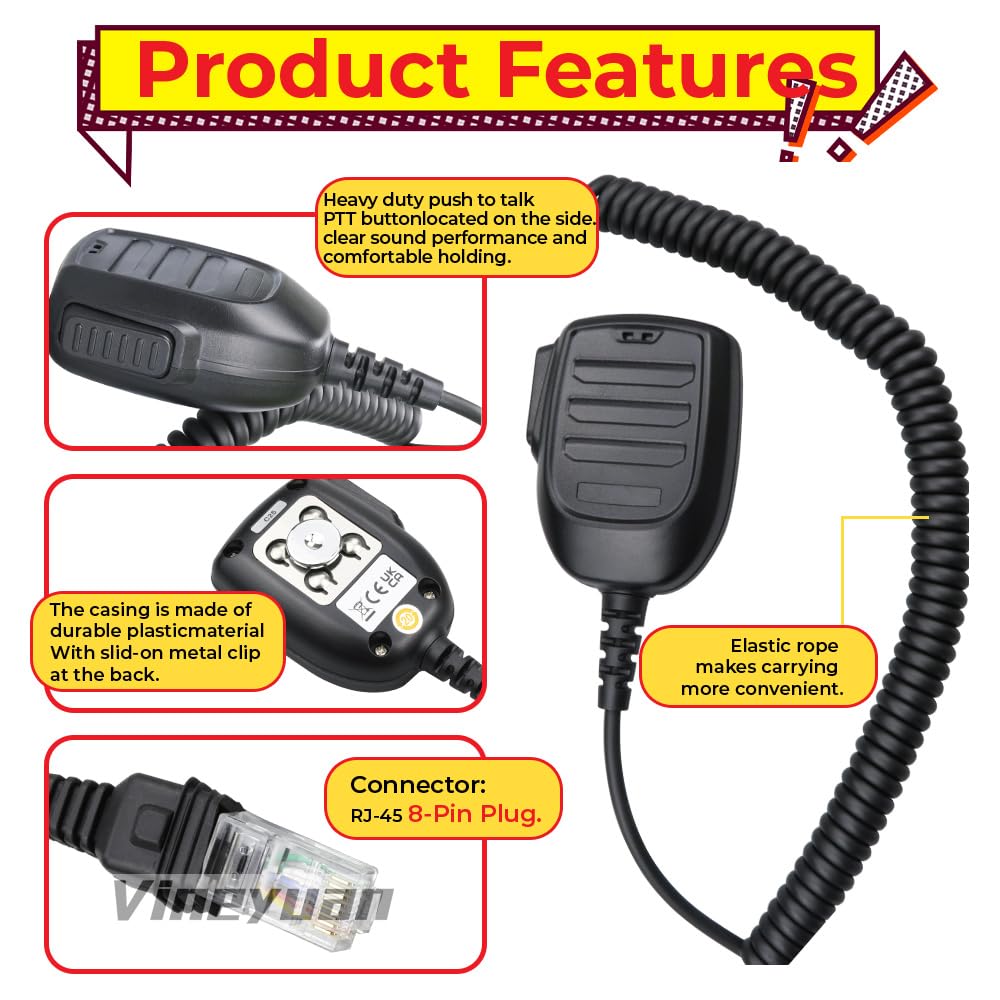 KMC-60 Micrófono estándar para Kenwood NX-740 NX-840 TK-7302 TKD-740 NX-3720 NX-5700 NX-5800 TK-7360 TK-8360 TKD-740 TKD-840 Radios móviles