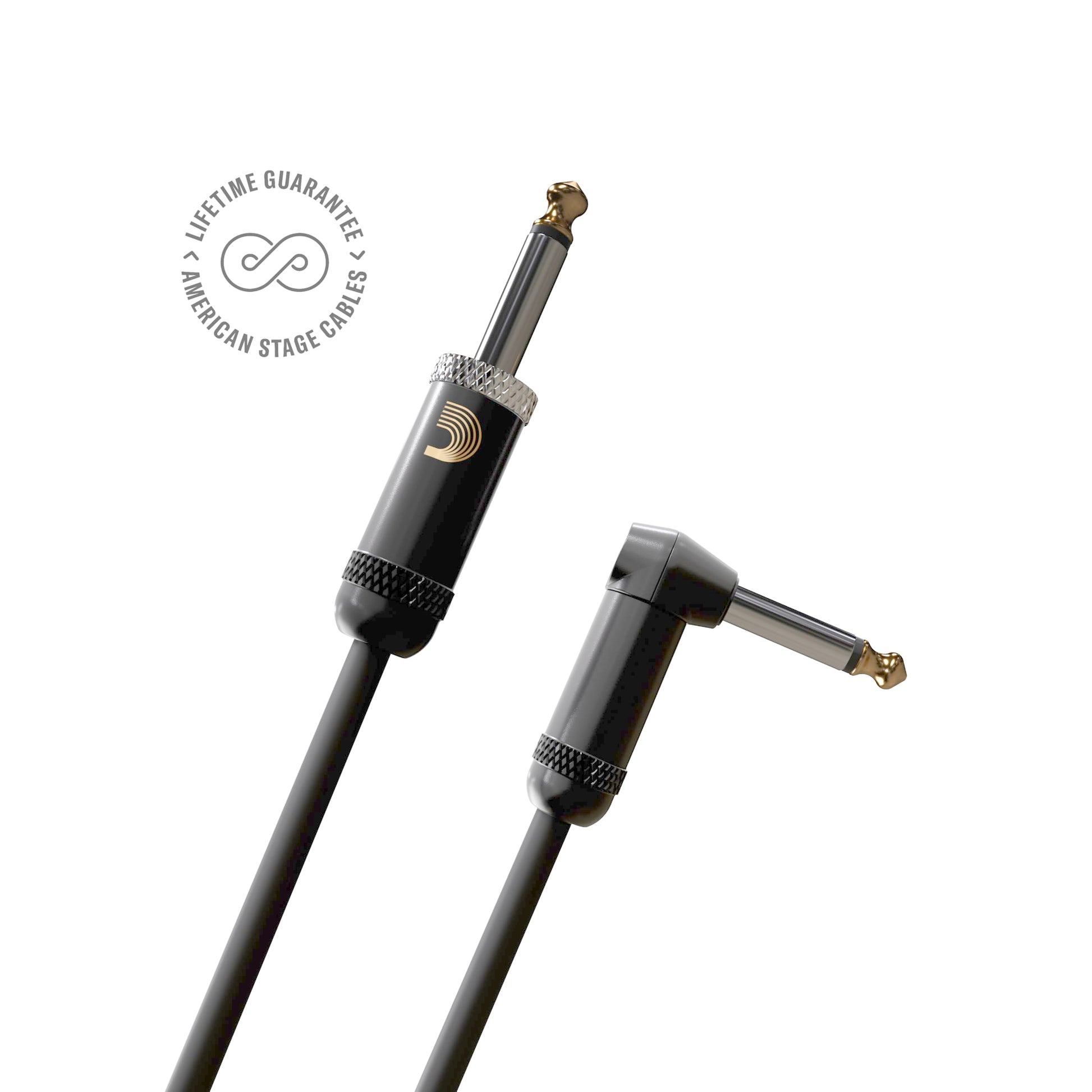 Cable de guitarra D'Addario American Stage, cable de instrumento con conectores de 1/4", extremo recto/ángulo recto, 3 metros