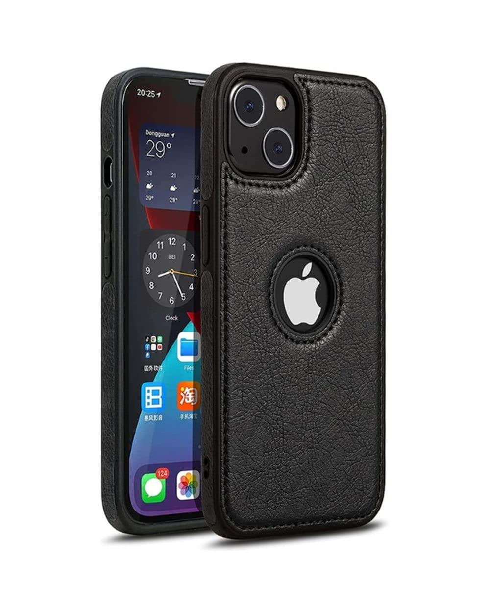 CELULARTE Funda Tipo Piel para iPhone 13 Protector PU Leather Case (Negro, iPhone 13)