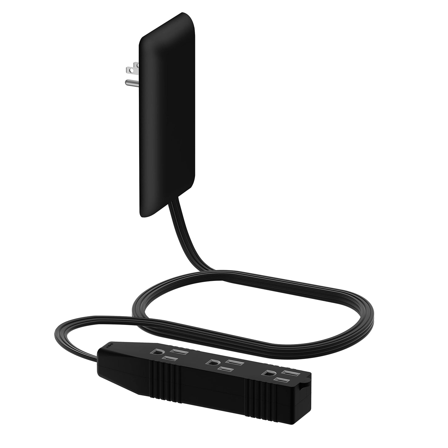 LIDER Extensor de Tomacorriente de Cara Plana con 3 Receptáculos, Placa de Pared Ultra-Delgada con Extensor de Cable y Regleta de 3 Tomas, Cable de 3 pies, LWE3-315-BK, Certificado ETL, Negro