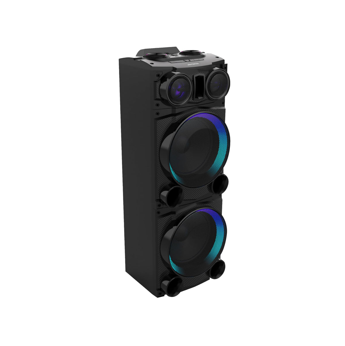 Bocina Bluetooth Aiwa DJ Top Negra con Luces LED y USB para Fiestas y Eventos