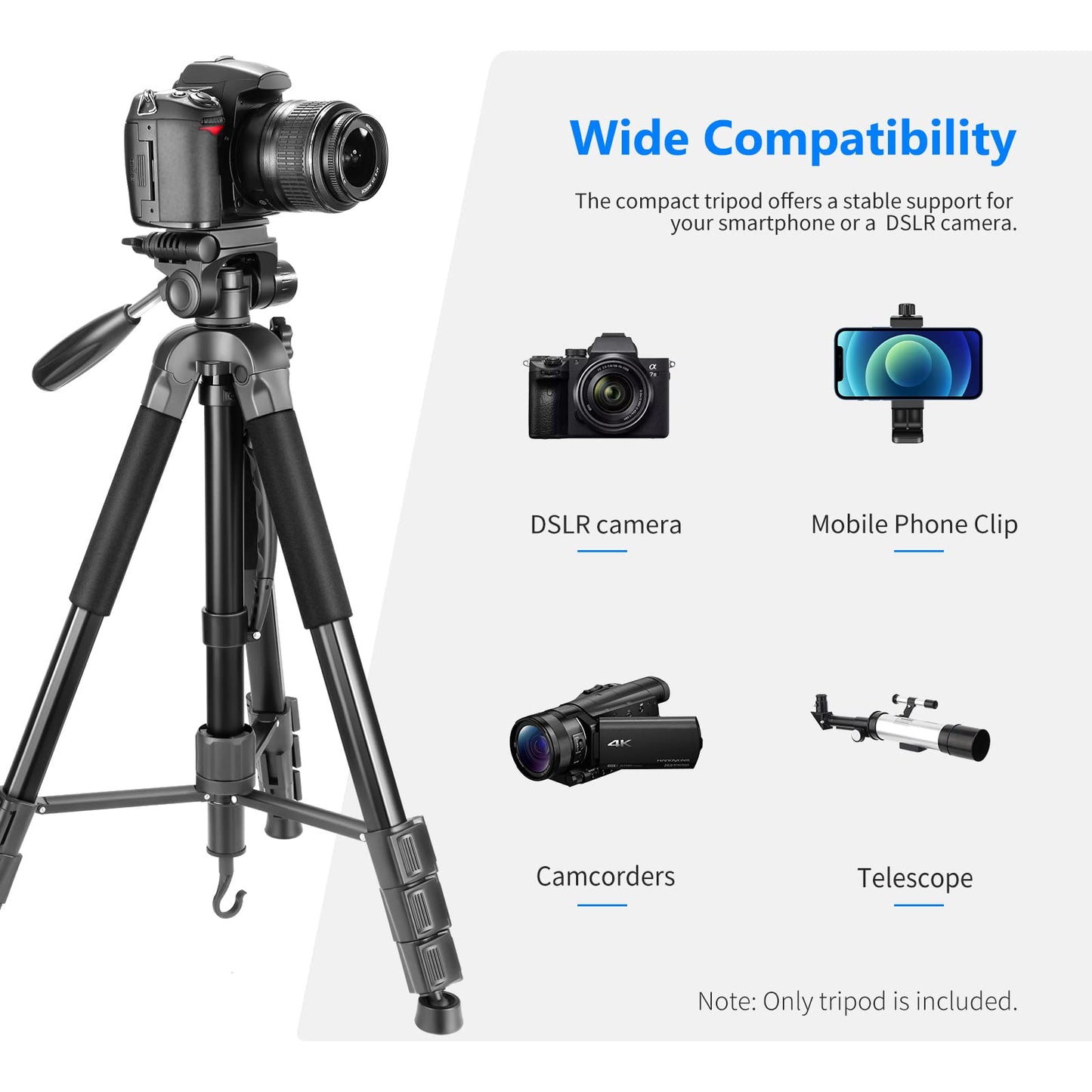 Trípode Monopié NEEWER Negro 177 cm de Aluminio con Cabezal Giratorio para DSLR Cámara DV Videocámara