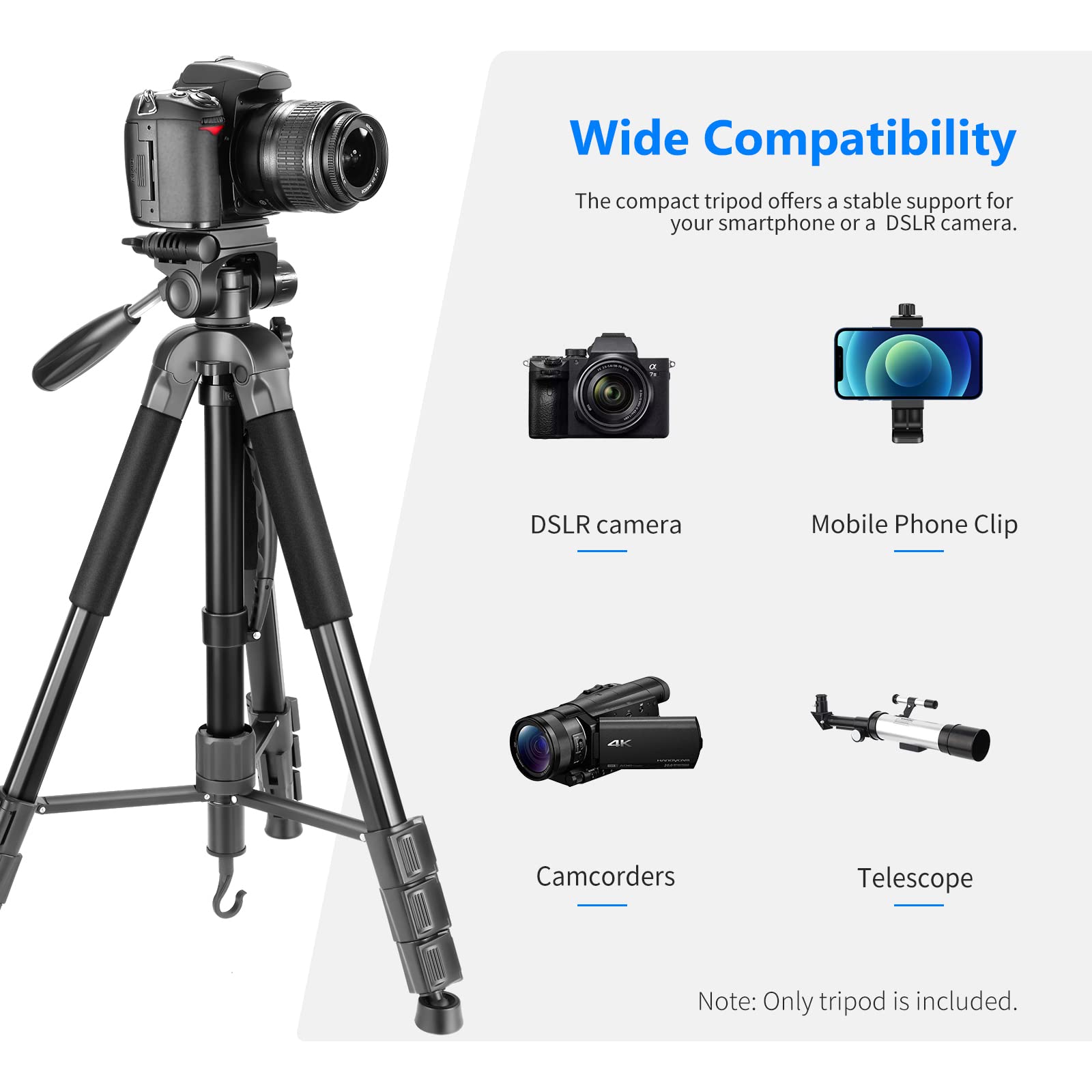 Trípode Monopié NEEWER Negro 177 cm de Aluminio con Cabezal Giratorio para DSLR Cámara DV Videocámara