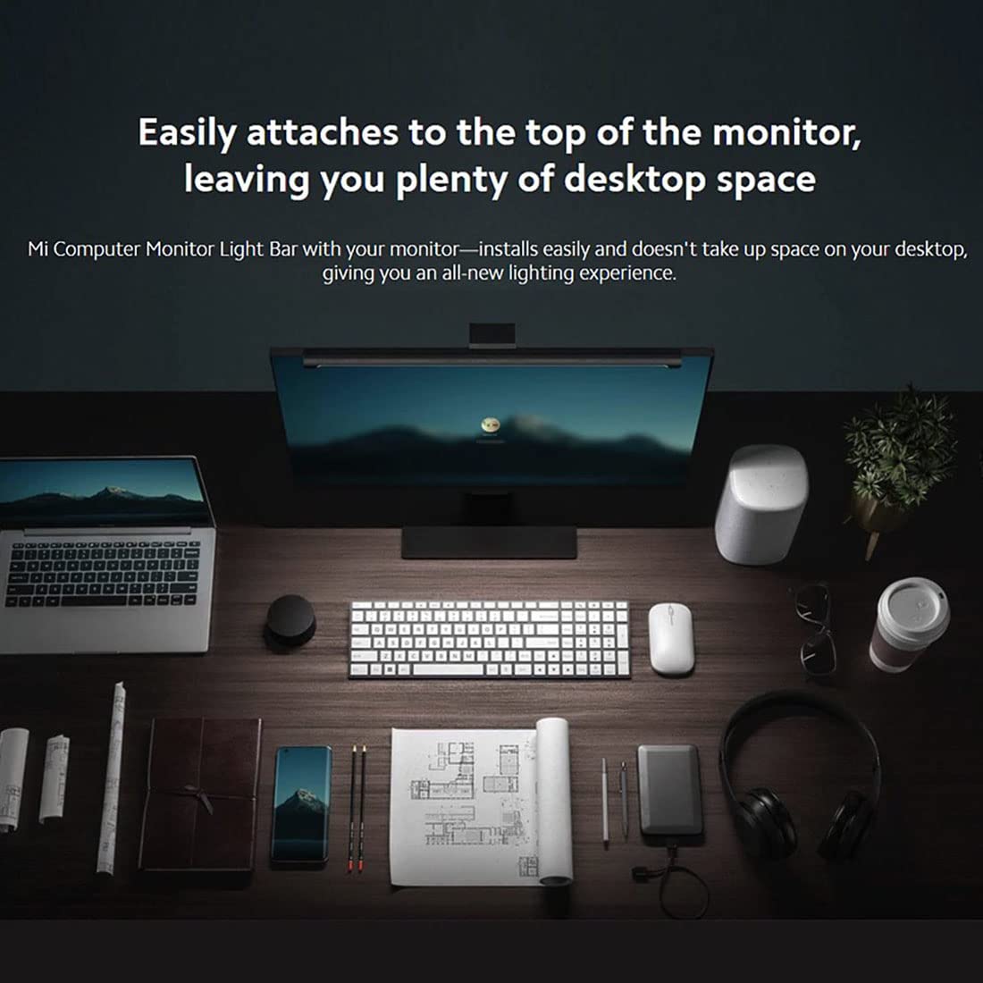 Barra de luz para monitor de computadora Xiaomi Mi - Control inalámbrico, fácil instalación, iluminación adicional para computadora sin ocupar espacio en el computadora, no más deslumbramiento