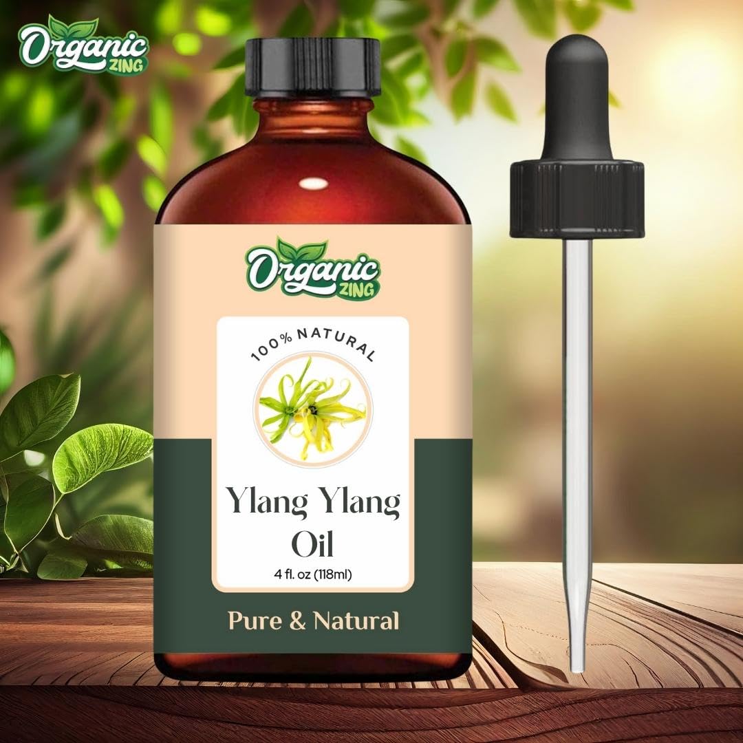 Organic Zing Ylang Ylang (Cananga Odorata) Oil | Pure & Natural Essential Oil for Aroma, Diffusers, Haircare & Skincare- - 118ml/3.99fl oz