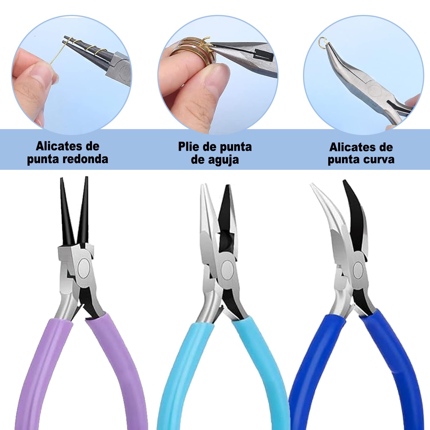 Juego de 7 Alicates para Joyas, Alicates de Joyería, Pinzas para Bisuteria y Joyeria Herramientas, Kit de Fabricación de Joyas para Suministros de Fabricación de Joyas