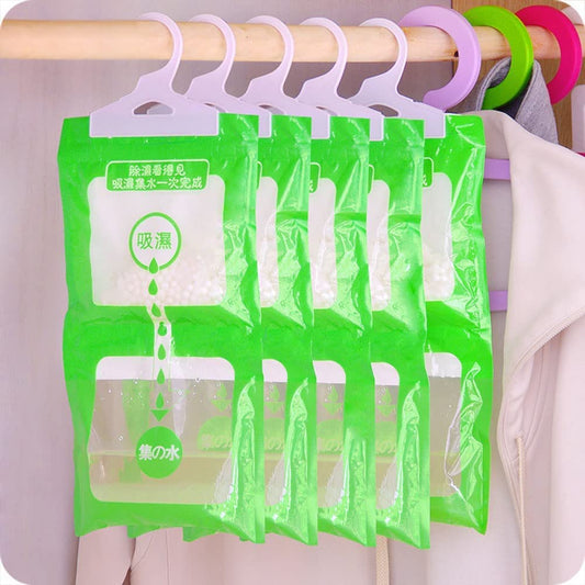 YITIKA Bolsa desecante higroscópica(5 unidades), cajas de deshumidificación eficientes y sin fragancia para baños, armarios, cocinas, lavanderías, sótanos, espacios de almacenamiento (verde)