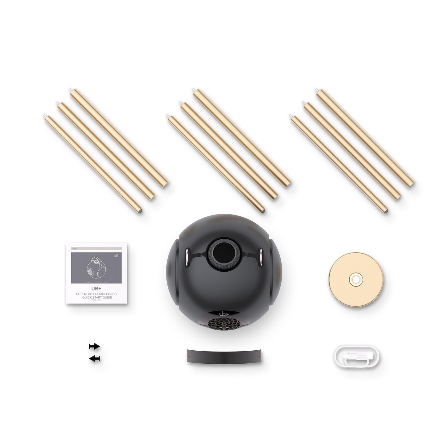 UB+ dB1 doubleBASS Altavoz impermeable Bluetooth | Sonido Hi-Fi de 40W con graves profundos, 20 h de reproducción, IPX5 y emparejamiento TWS (Gris metálico satinado con trípode)