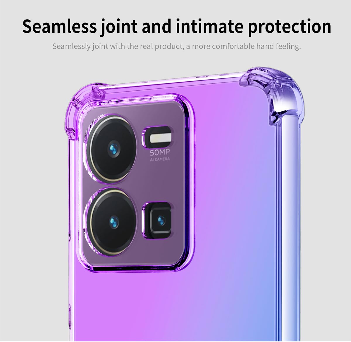DABUNA Funda para Vivo Y35 4G Case Uso Rudo,Transparente Colores Degradados Protectora de Cámara Anticaída Carcasa Bumper(Púrpura Azul)