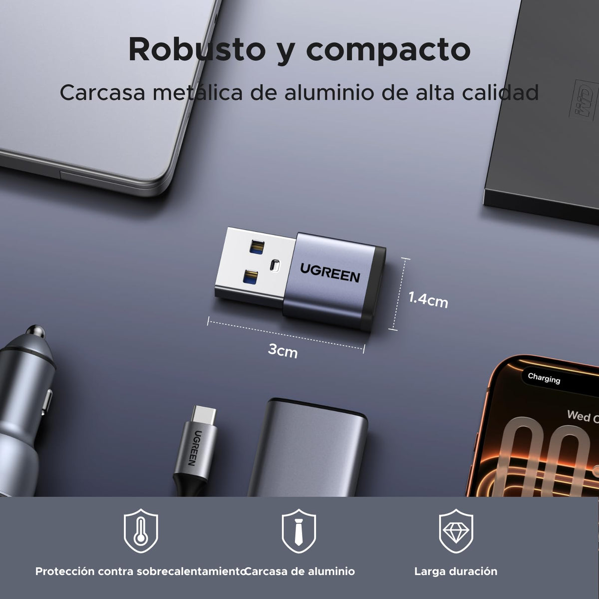 Adaptador USB C UGREEN Negro Paquete de 5 Unidades