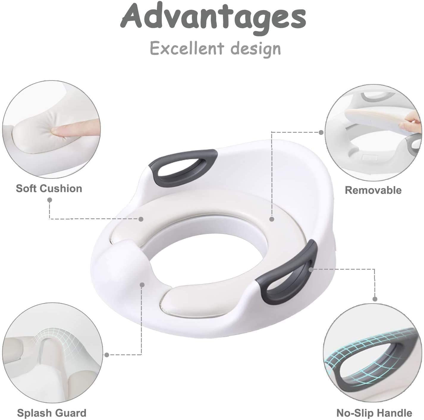 Potty Training Seat For Kids Toddlers Boys Girls Toilet Seat For Baby With Cushion Handle And Backrest Toddlers Toilet Training Seat Anti-slip Great Mommyââ'¬s Helper for Baby Kids Toddlers
