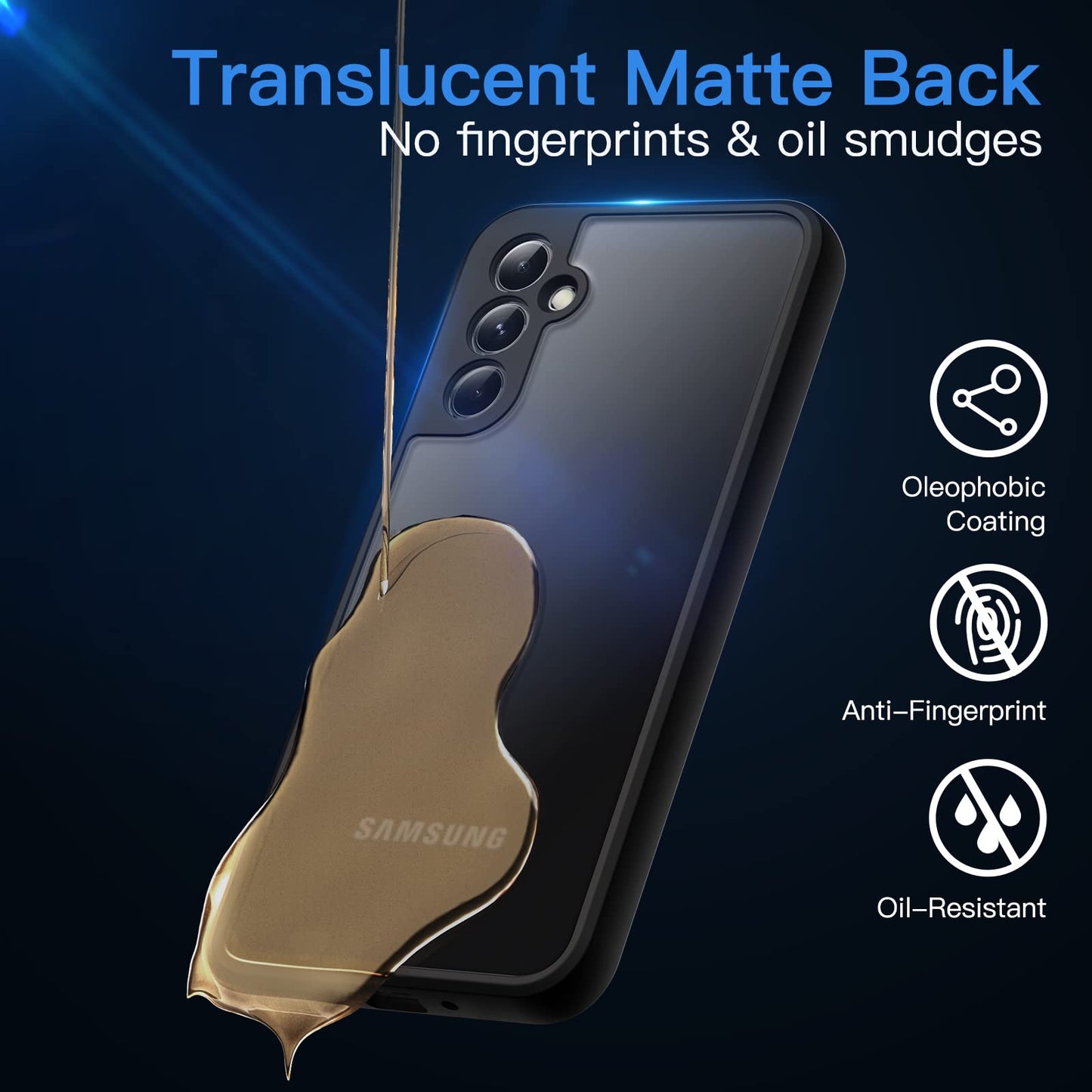 JETech Funda Mate para Samsung Galaxy A54 5G 6,4 Pulgadas, Carcasa Fina Trasera Translúcida Esmerilada, Antihuellas (Negro)