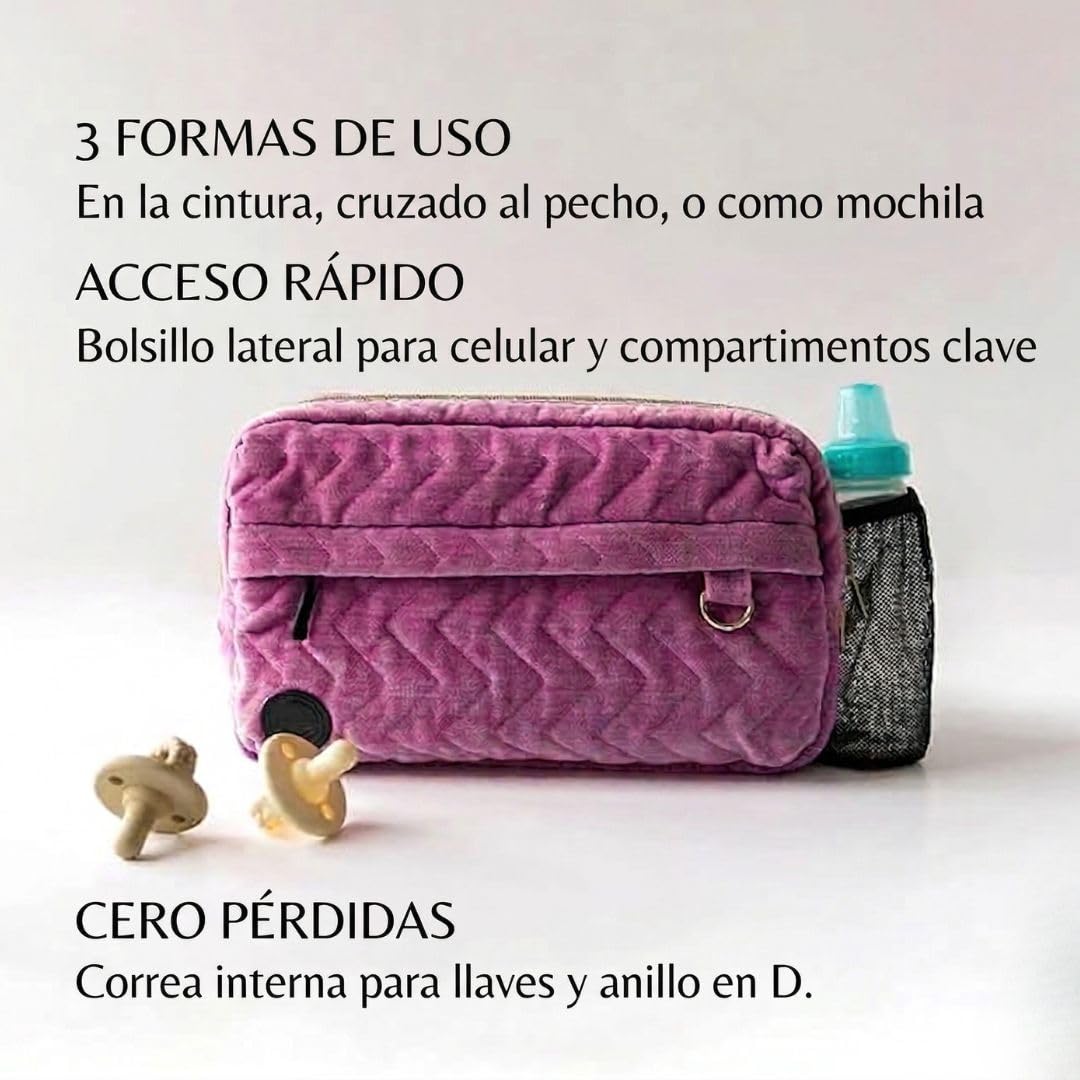 Tushbaby "The Pack" Pañalera Cruzada y Cangurera Organizadora | Bolso de Cintura para Mamás y Papás con Portabiberón Oculto | Múltiples Bolsillos, Correa Ajustable y Material Resistente al Agua