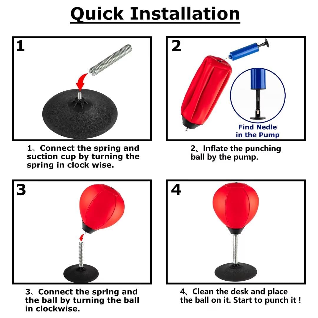 Saco de Boxeo de Escritorio Raipoment Rojo Resistente para Alivio de Estrés