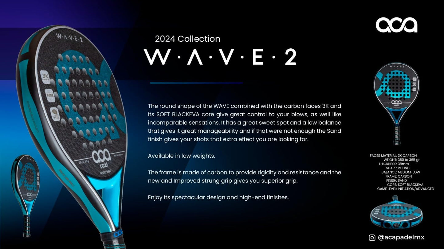 Pala de Padel Aca Carbono 3K Redonda Acabado Arena Goma Soft Blackeva