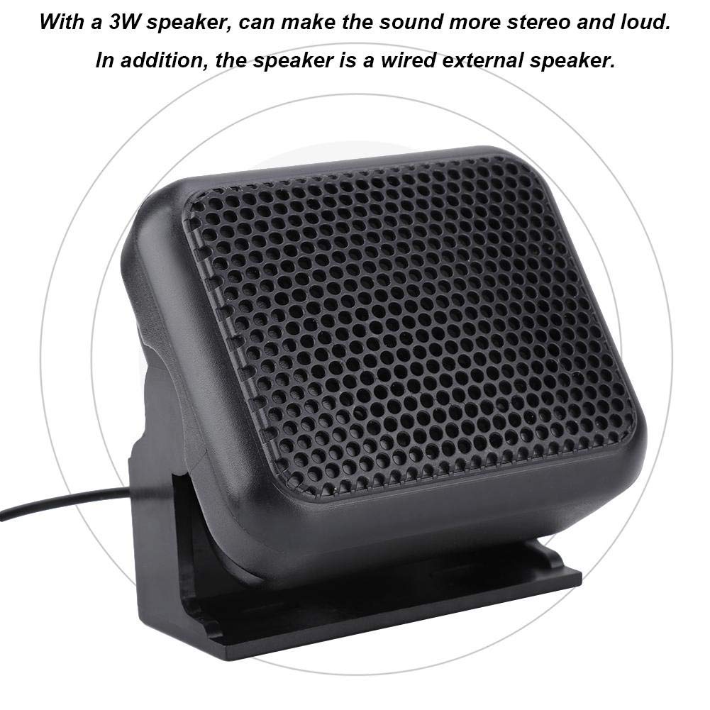 3.5W Bocina con Jack de 3.5 mm para Radios de Automóvil Ham, Mini Bocina Externo NSP-100 Radio Móvil, Sonido Estéreo, Cable de 4 Metros, Bocina Portátil Ajustable