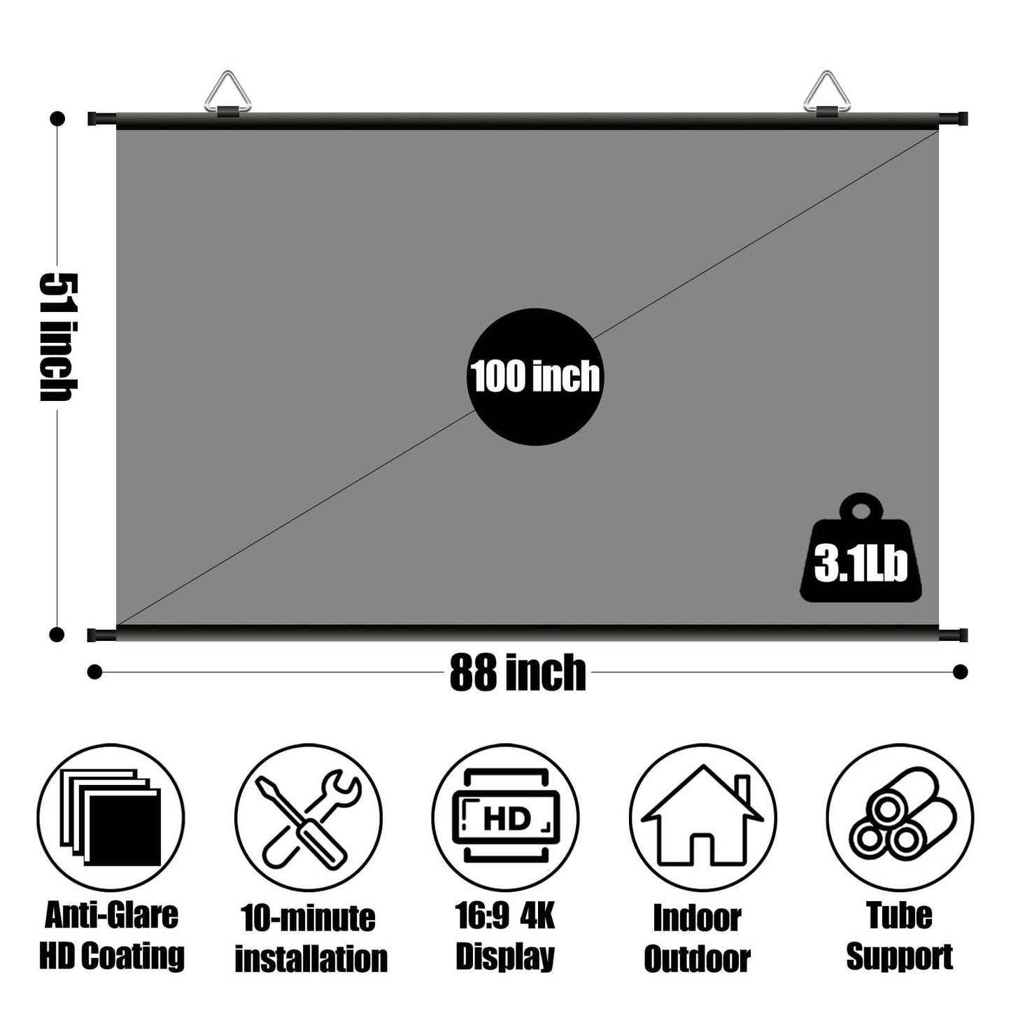 visualización de proyección ALR de 254 cm, para interior y exterior