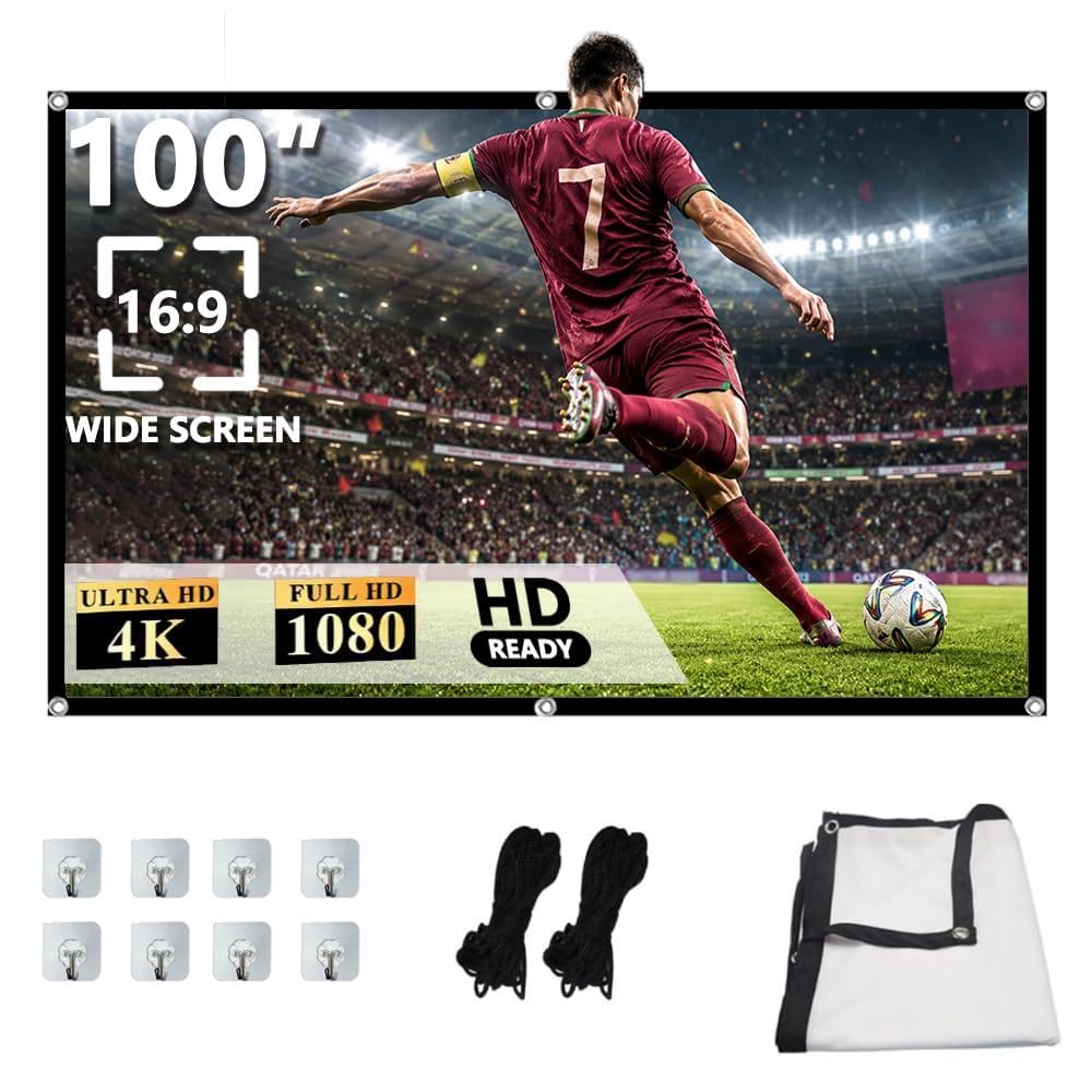 SQLMTAU Pantalla de Proyección 100 Pulgadas 4K 16:9 Full HD