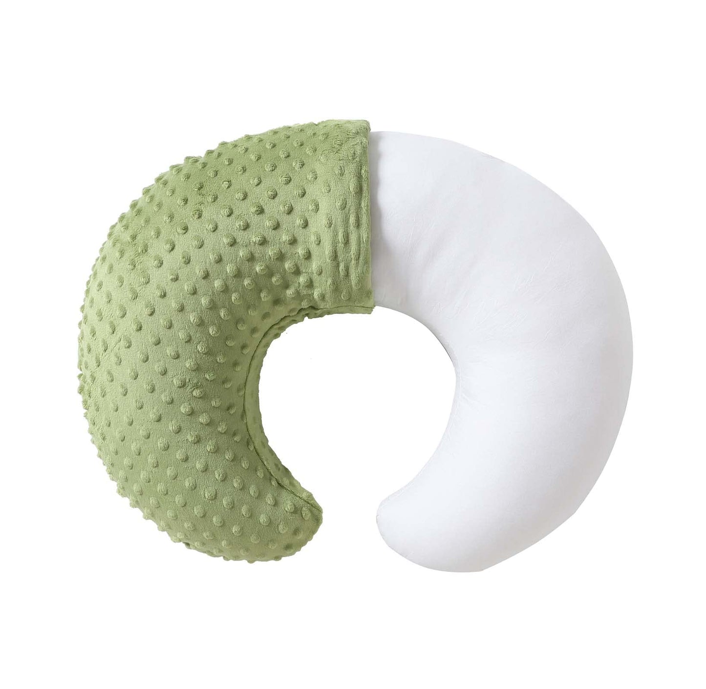 QUENESS Almohada de lactancia y posicionador, lactancia materna, alimentación con biberón, soporte para sentarse al bebé con funda extraíble ultra suave, soporte para el tiempo de barriga para bebés niños y niñas (salvia)