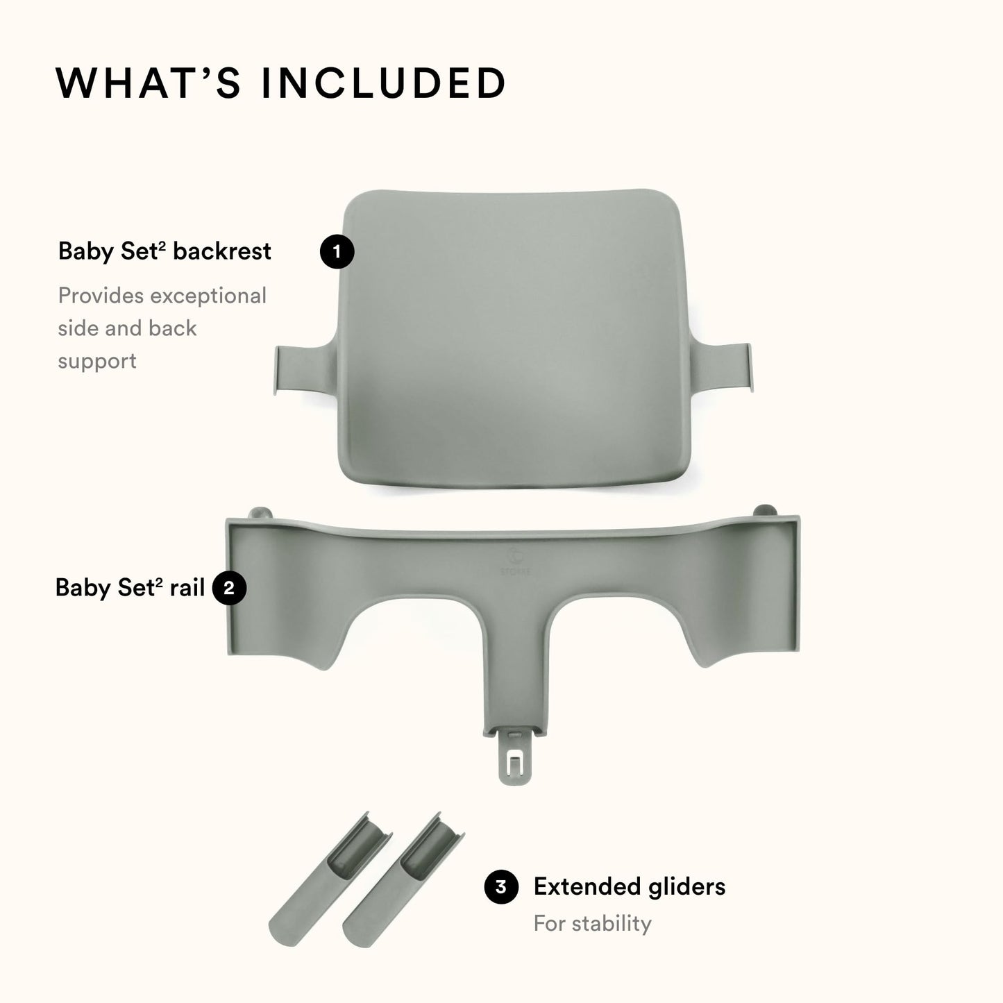 Tripp Trapp Baby Set 2 de Stokke, Edad 6-36 meses - Convierta la silla Tripp Trapp en una cómoda trona (Glacier Green)