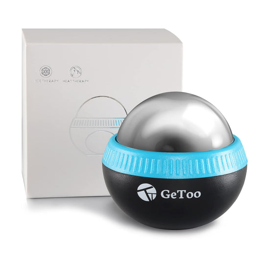 GeToo Cryosphere - Rodillo de masaje en frío con criosfera de 2,8 pulgadas para masaje de frío de 6 horas, bola de balanceo desmontable, rodillo de hielo para masaje de tejido profundo, azul y negro