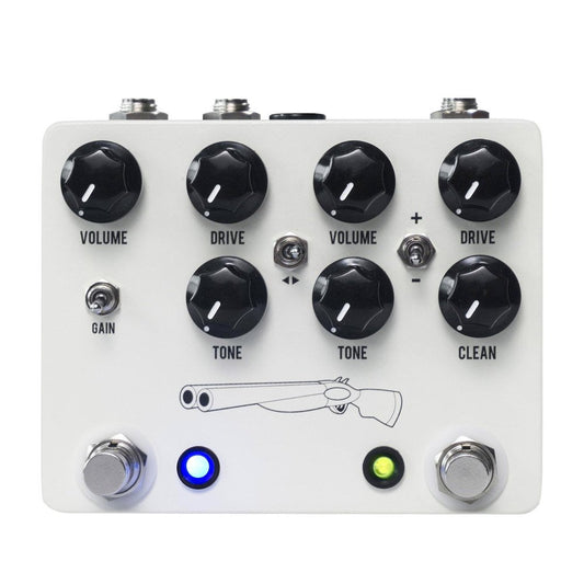 JHS Overdrive Pedal de efectos para guitarra, Double Barrel, Blanco