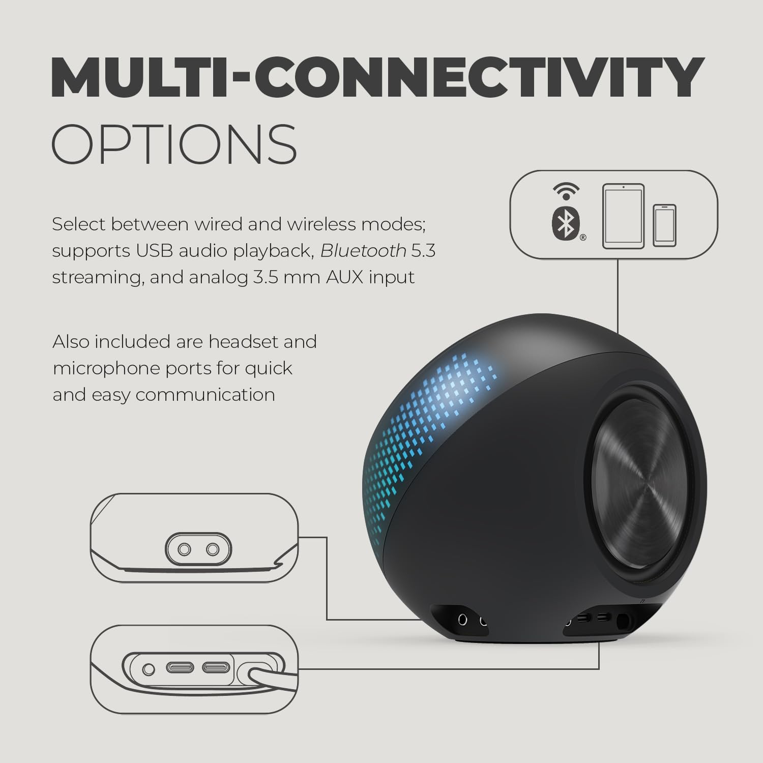 Creative Pebble X 2.0 USB-C - Altavoces para computadora con iluminación RGB personalizable, Bluetooth 5.3, audio USB, alimentación RMS de hasta 15 W para PC y Mac