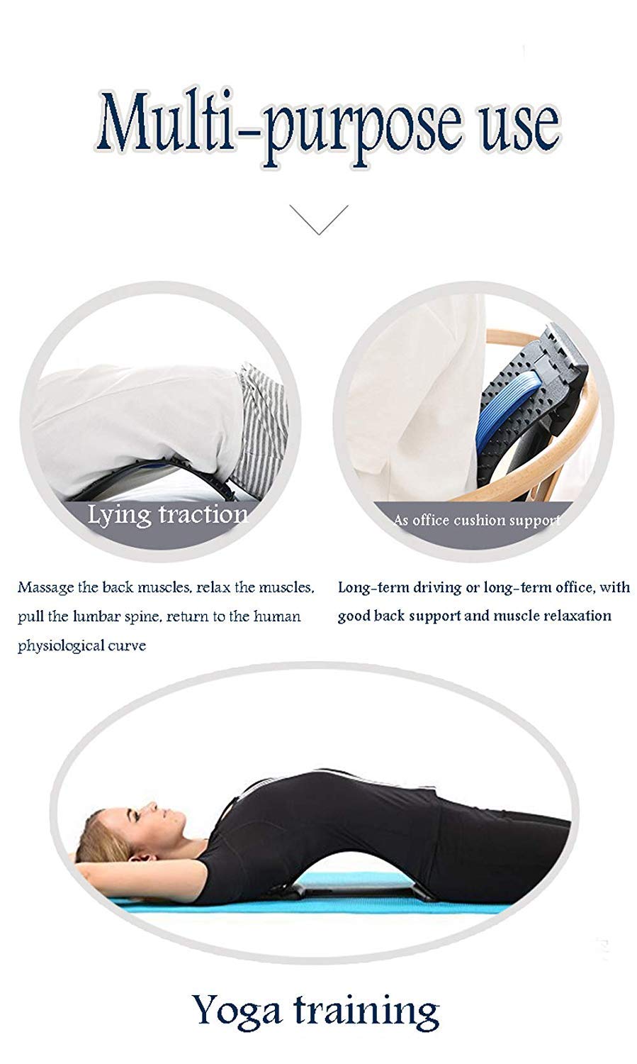 Masajeador de Espalda de Varios Niveles Negro Azul para Alivio del Dolor Lumbar y Muscular