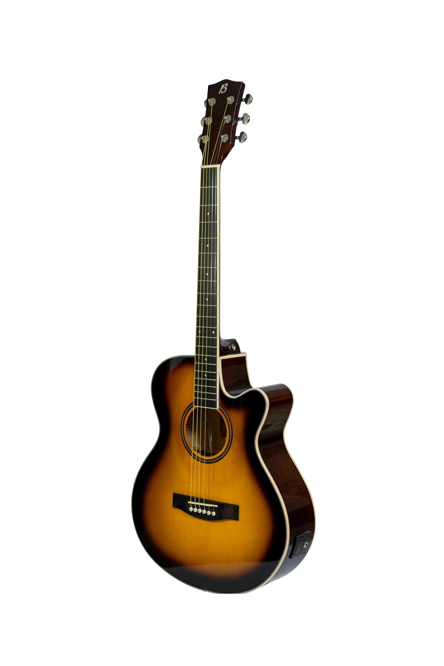 BAMBOO, Guitarra Electroacustica Sunburst, Linden 40" - Incluye Funda - Guitarra Acustica con corte y equalizador para principiantes.