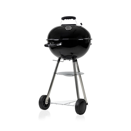 AVERA Asador de Carbon Premium 18" de Acero Reforzado, con Termometro, Ahumador Compensado, Llantas Transportadoras, Para prepapar Carne Asada, BBQ, Parrillada, Aire Libre, Color Negro Gloss, AC18P