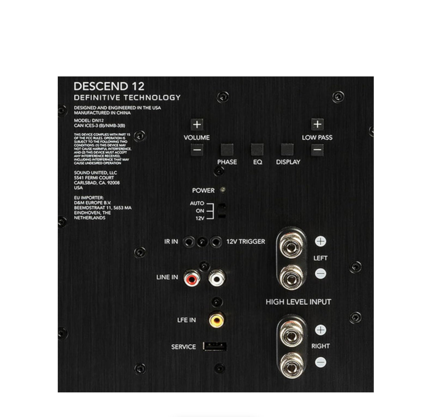 Definitive Technology DN12 Subwoofer de Ultra Rendimiento de 1500 W de 12" con radiadores de Graves Dobles de 12"